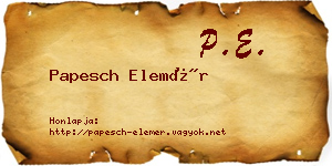 Papesch Elemér névjegykártya